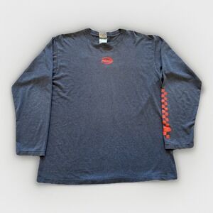 Vintage Nike Shirt Mens M‎ Gray Long Sleeve Y2K Orange Swoosh Logo